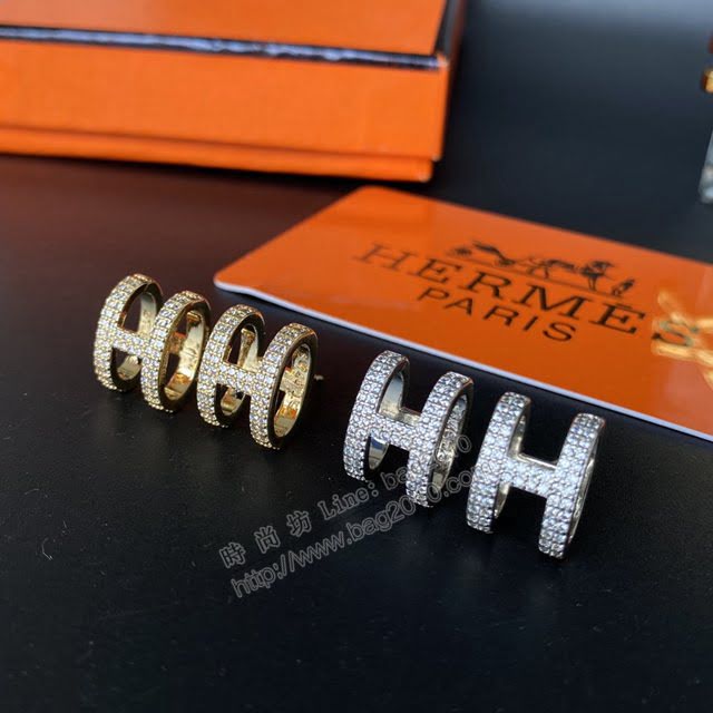 Hermes首飾品 愛馬仕H經典耳釘 Hermes愛情魔法方形琺瑯耳環  zgh1568